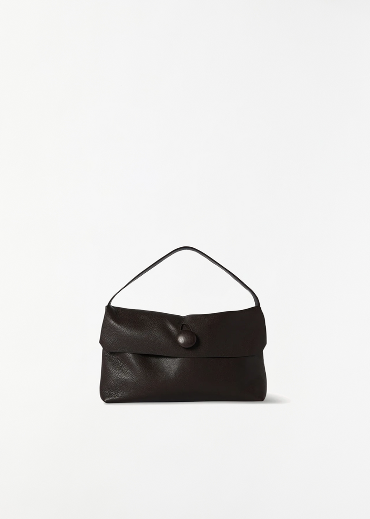 Sally Leather Handbag — Dark Brown