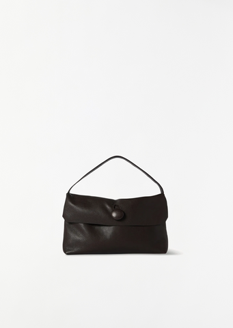 Sally Leather Handbag — Dark Brown