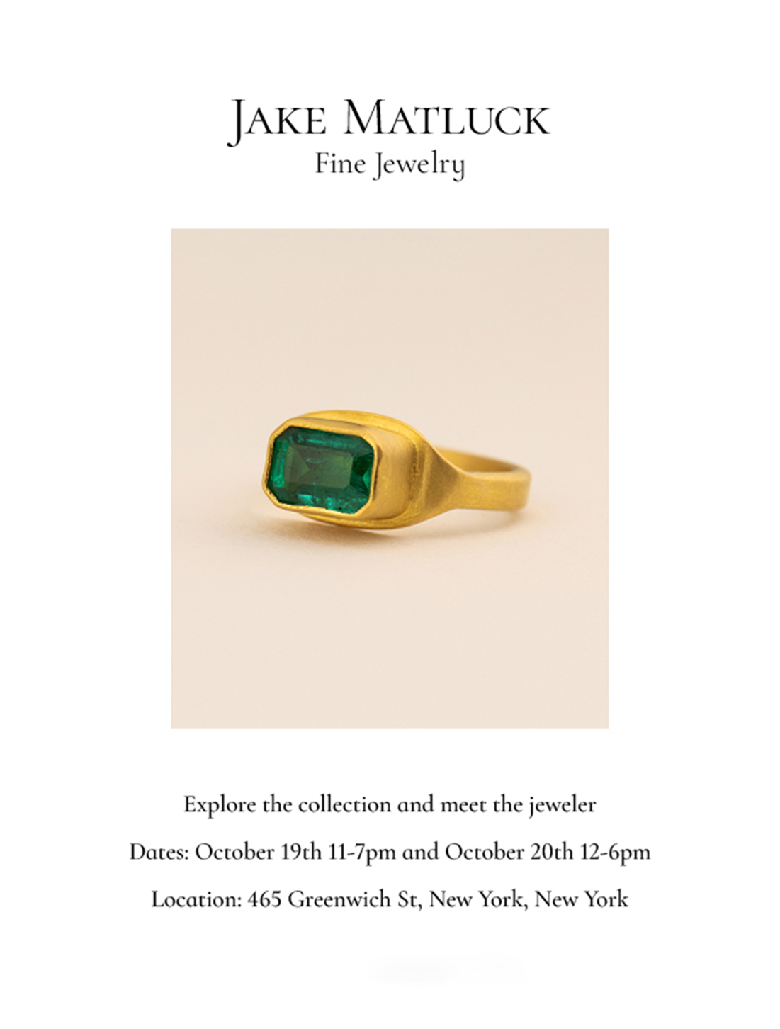 Save the Date — Jake Matluck Trunk Show