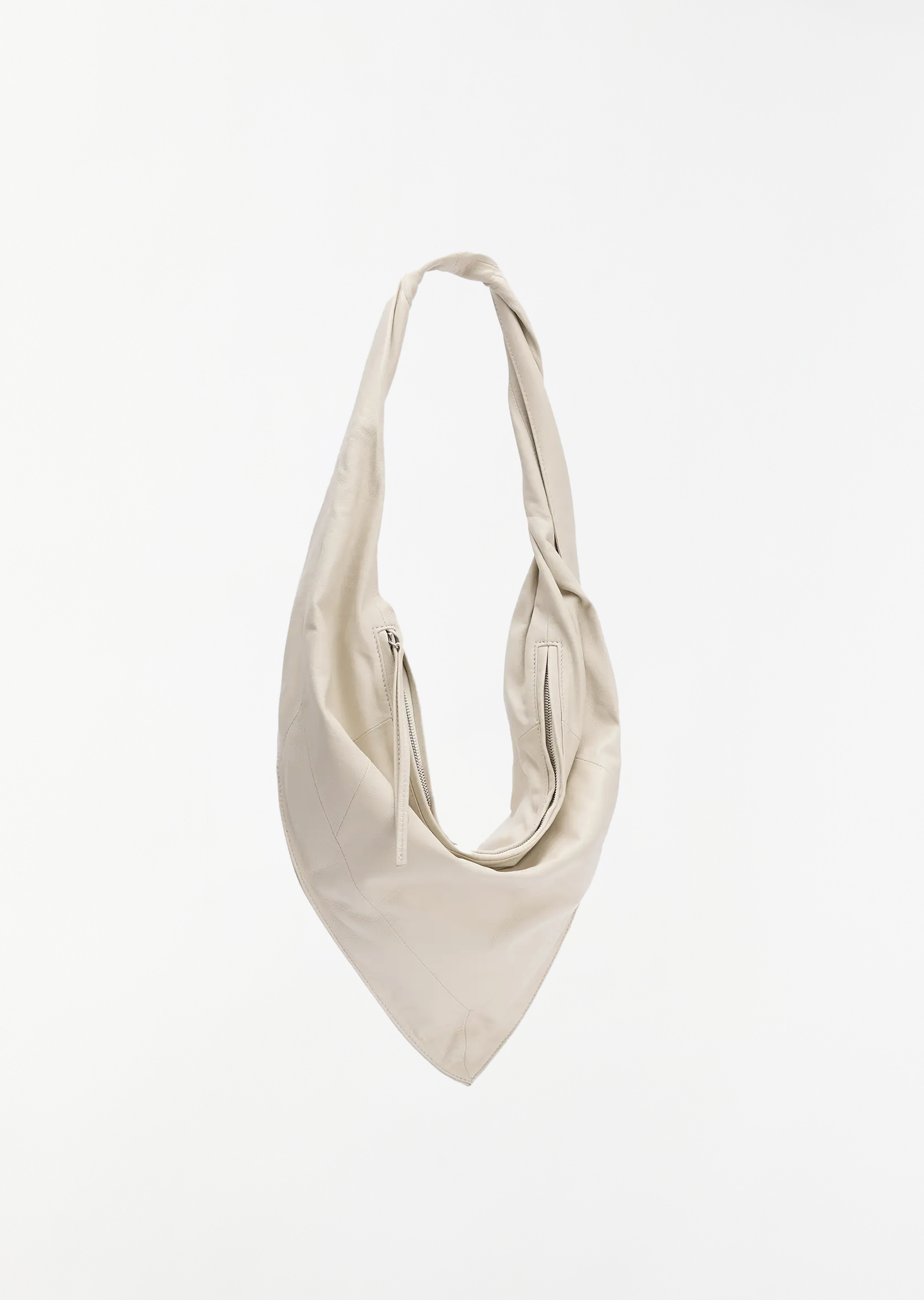 Leather Scarf Bag, Small — Off White – La Garçonne Leather Scarf Bag, Small — Off White – La Garçonne