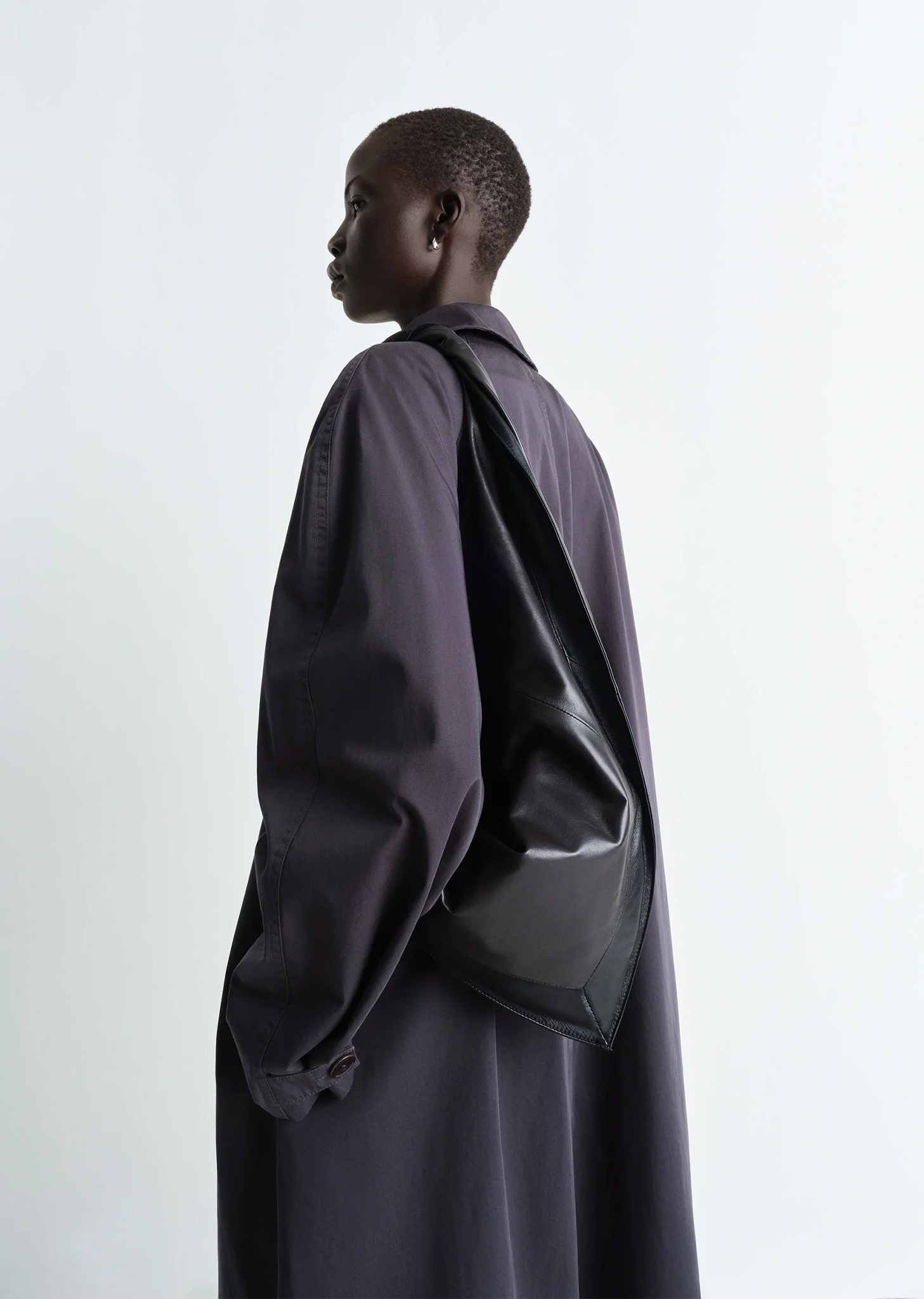 Leather Scarf Bag, Small — Black/Dark Chocolate – La Garçonne Leather Scarf Bag, Small — Black/Dark Chocolate – La Garçonne