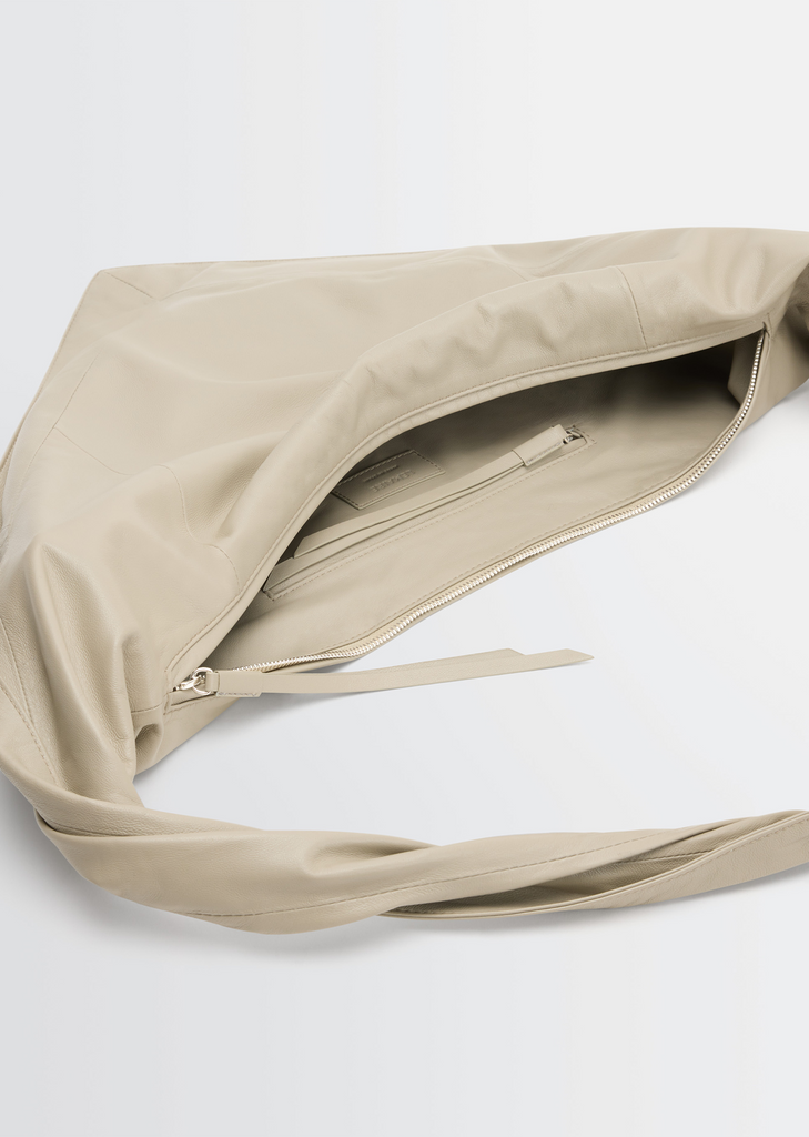 Scarf Leather Bag, Small — Stone