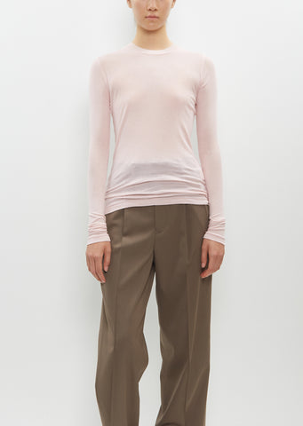 High Gauge Sheer Rib Long Sleeve Tee — Pink