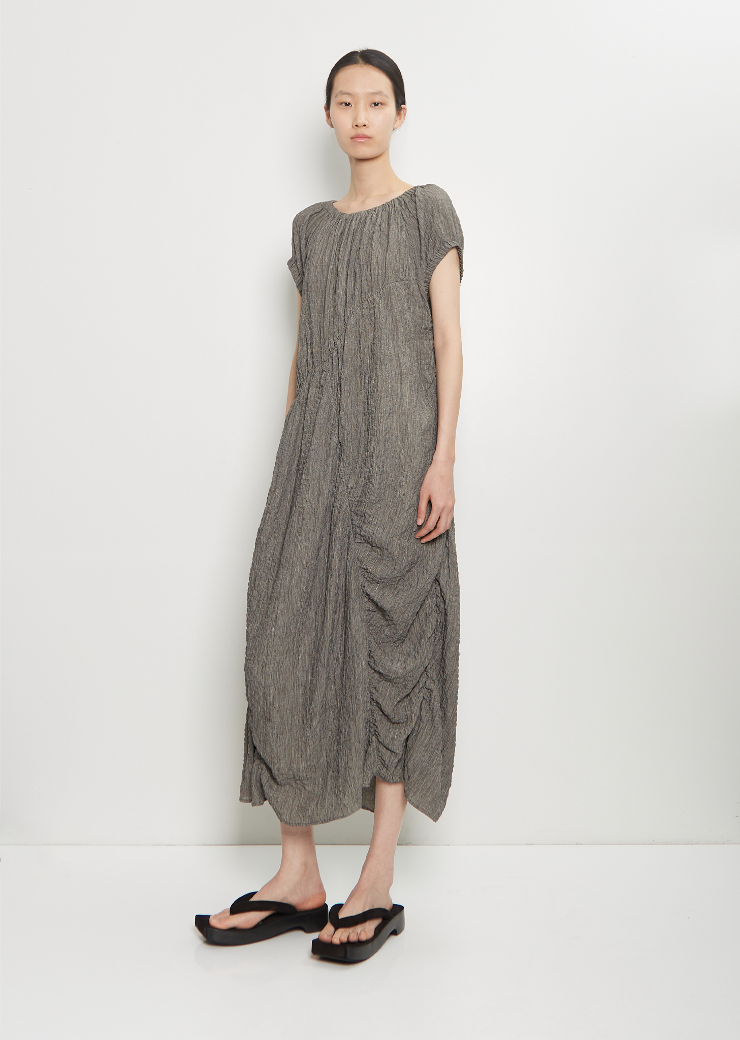 Linen Shirred Dress La Garonne Linen Shirred Dress La Garonne