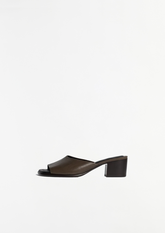 Square Heeled Leather Mules