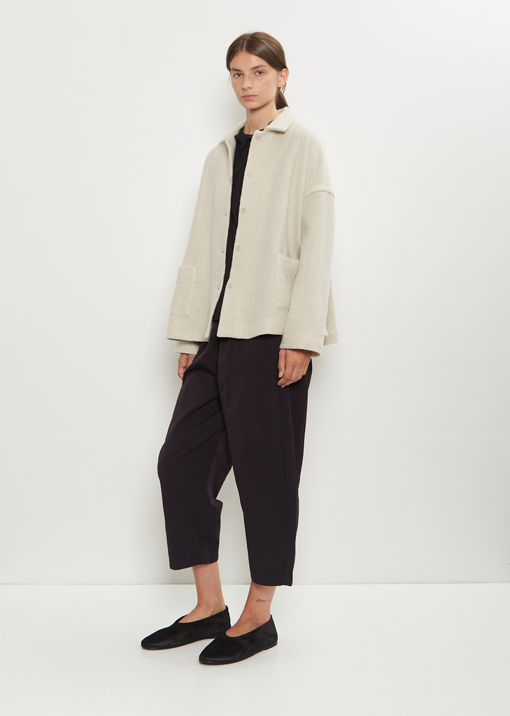 Linen Wool Netting Boxy Jacket