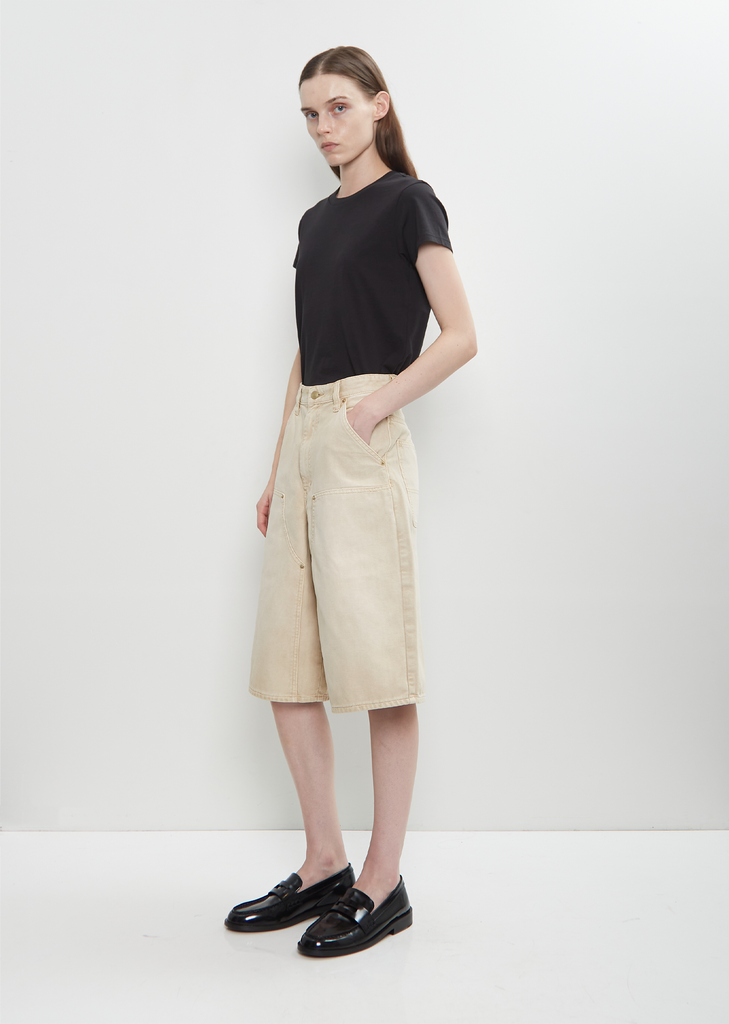 Cotton Denim Double Knee Shorts