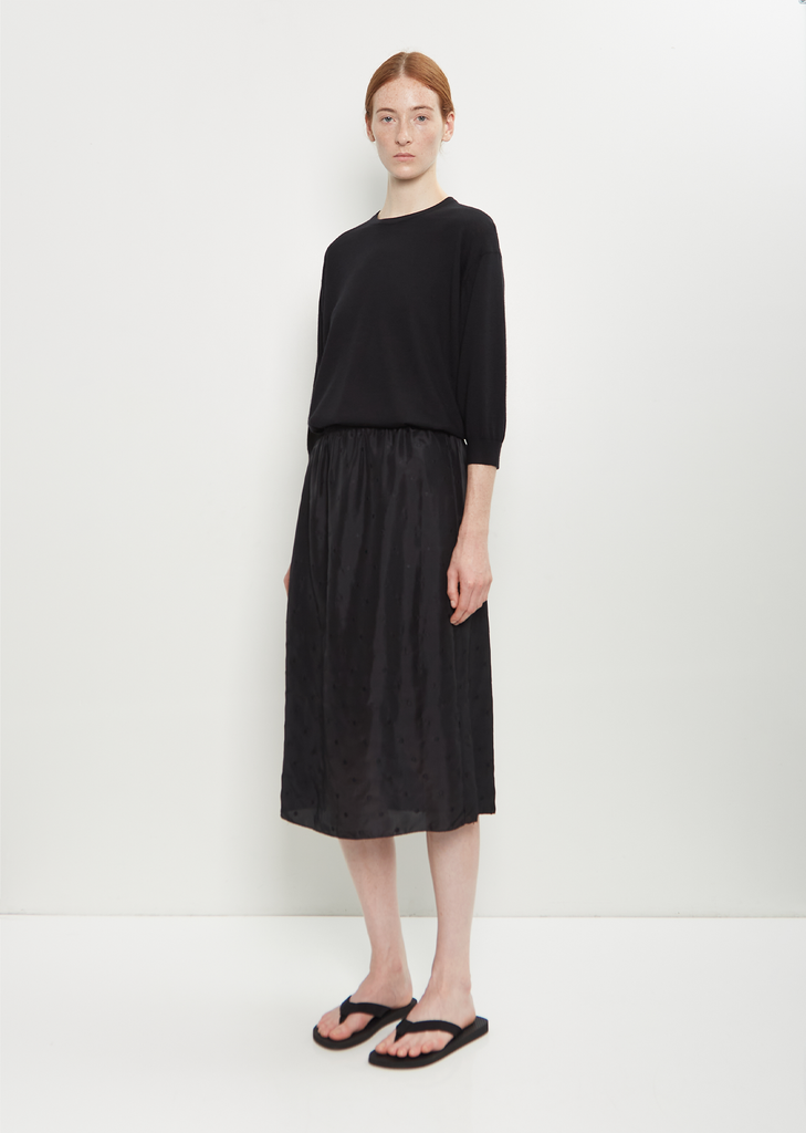 Embroidered Dot Silk Slip Skirt