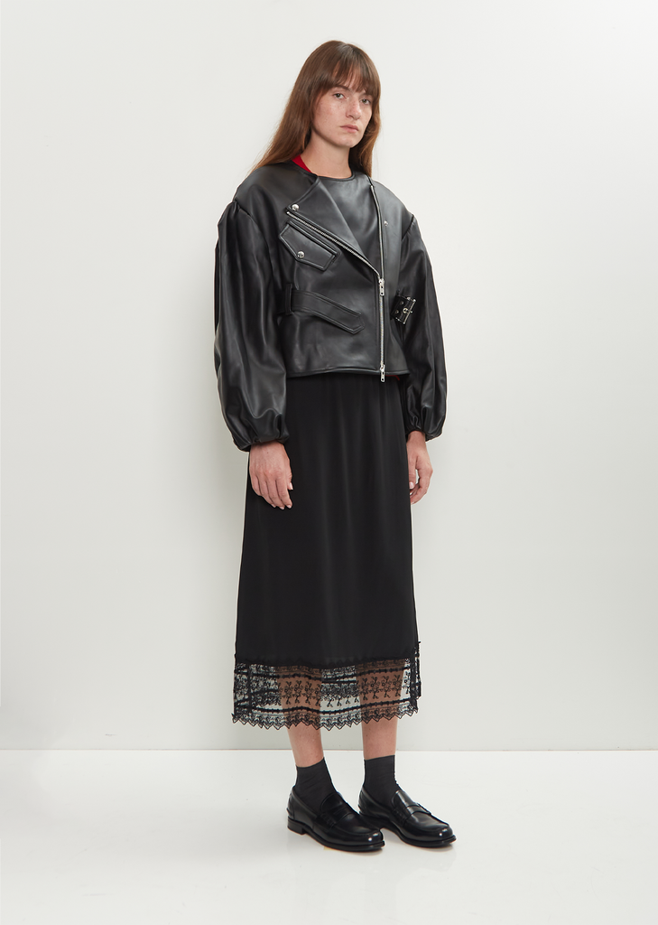 Sculpted Belt Detail Biker Jacket