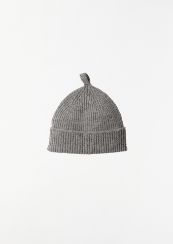 Simple Ribbed Wool Beanie — School Grey