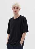 Cotton Linen Simple T-Shirt  — Black