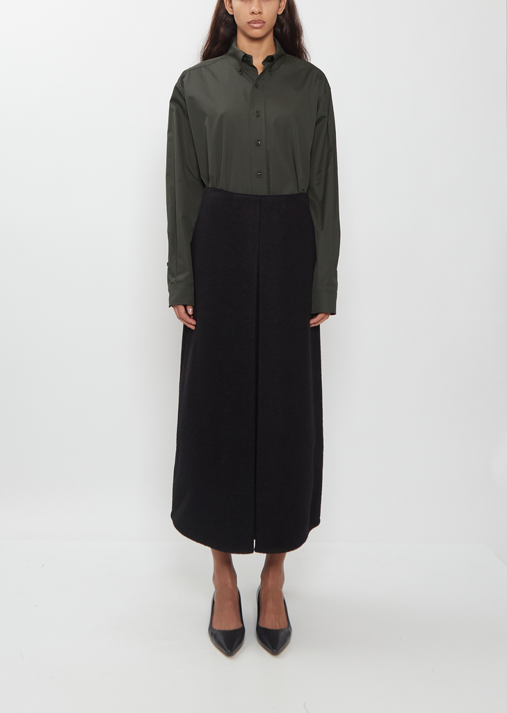 Pleated Walker Wool Skirt