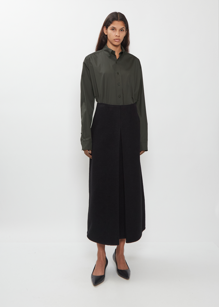 Pleated Walker Wool Skirt