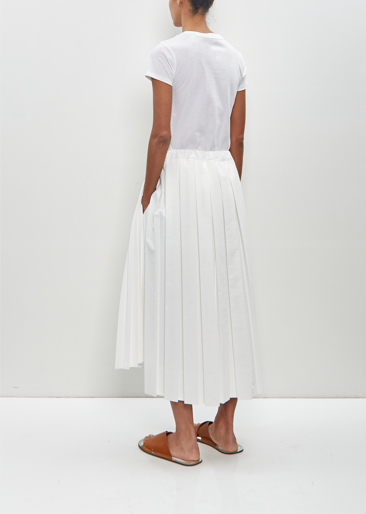 Poly Cotton Pleated Midi Skirt