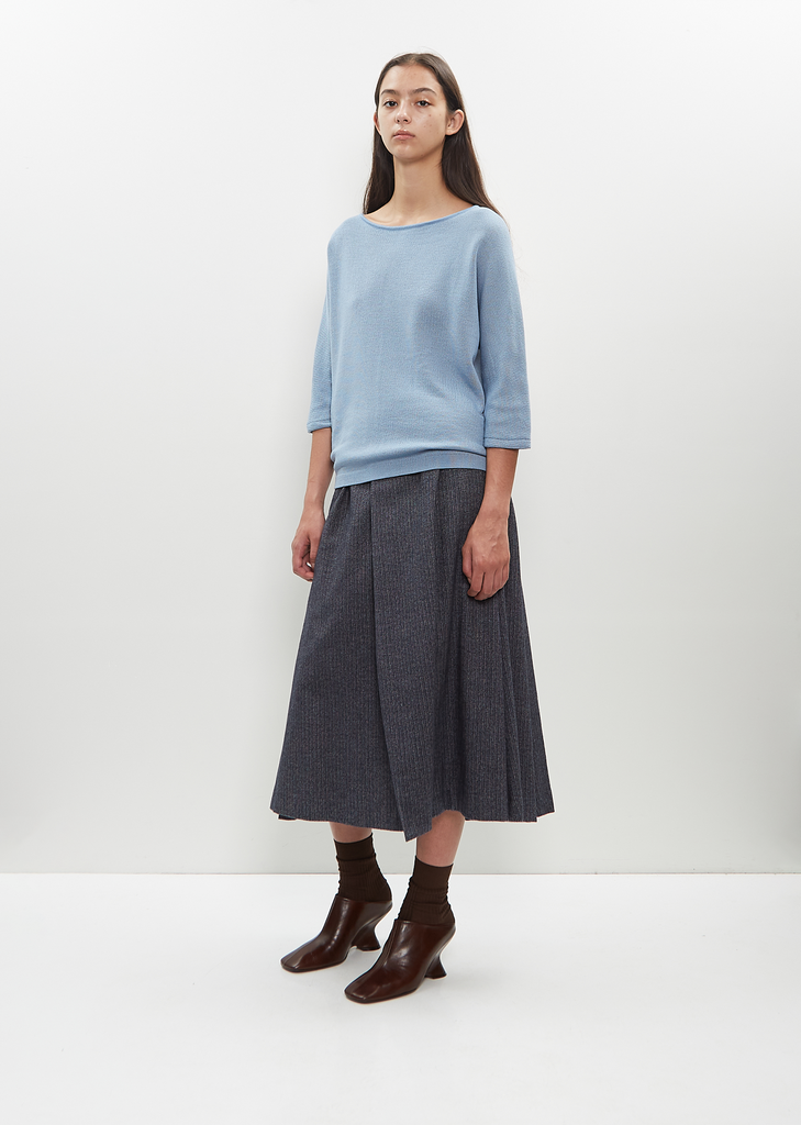 Merino Wool-Cotton Unita Boatneck Sweater — Sky Blue