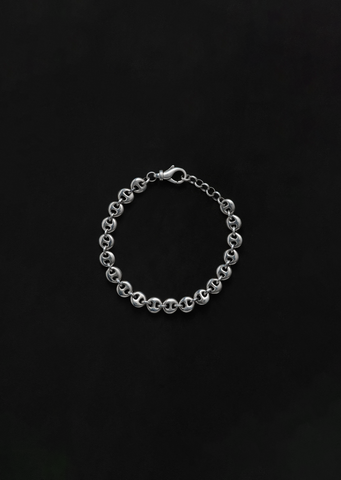 Silver Small Circle Link Bracelet, 8"