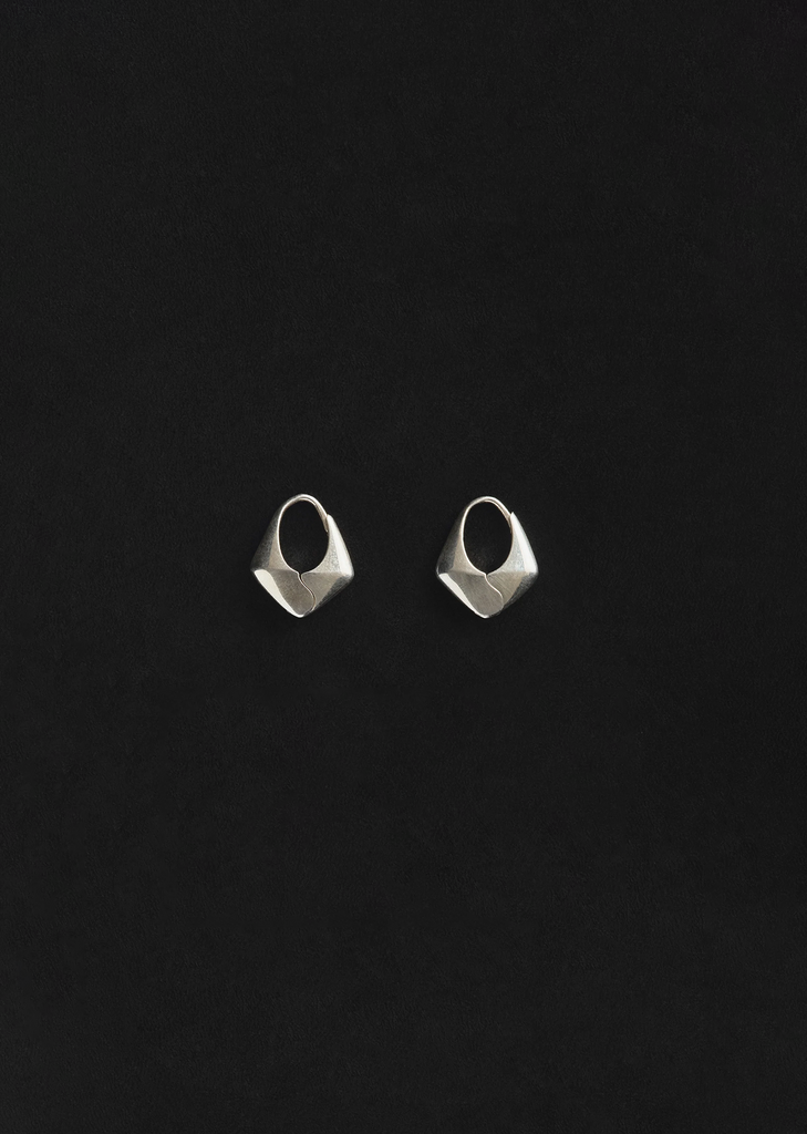 Small Silver Pyramid Hoops