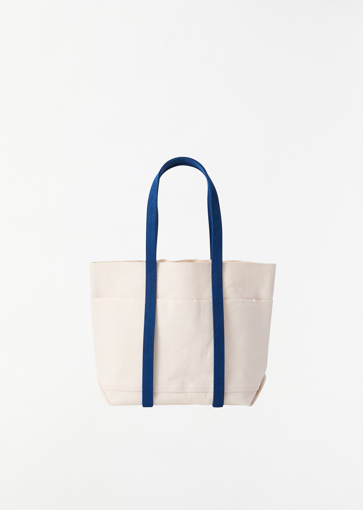 Washed Canvas Two-Tone Tote, Small — Navy