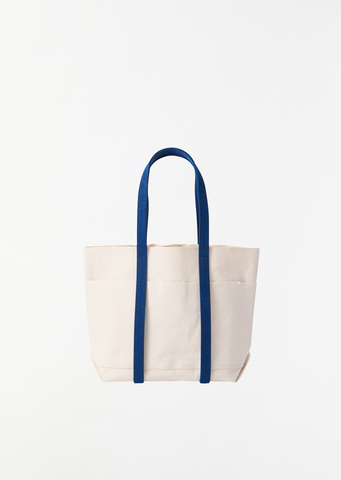 Washed Canvas Two-Tone Tote, Small — Navy