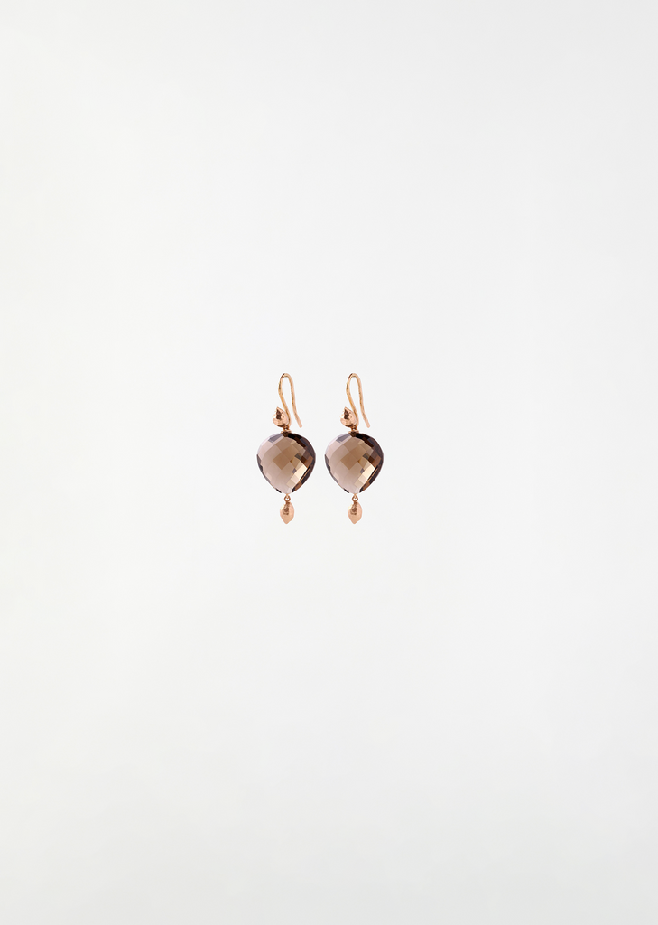 Smoky Quartz Sea Kale Seed Earrings