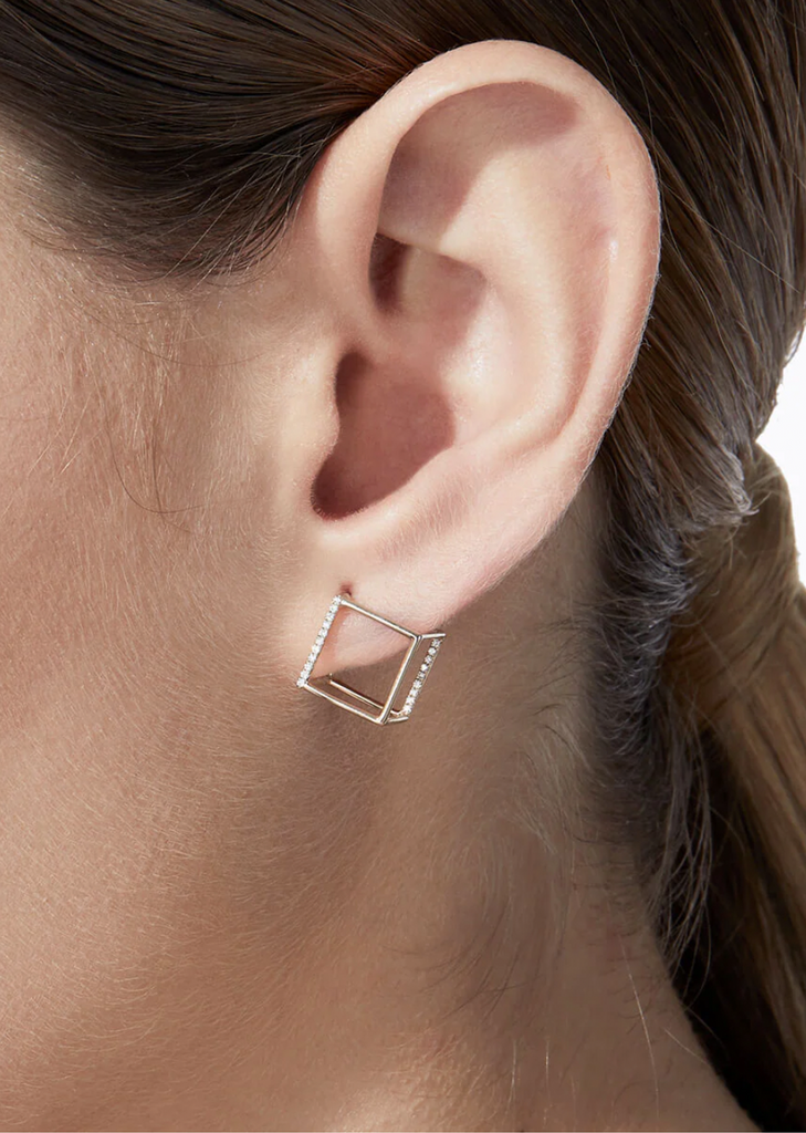 Diamond Square Earring 01 10