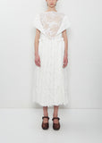 Pleated Sheer Panel Flare Dress w/ Embroidery