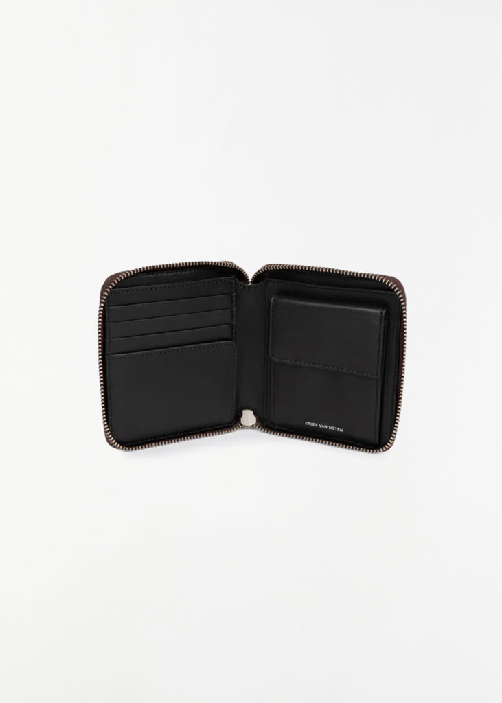 Calfskin Zip Around Wallet — Dark Grey