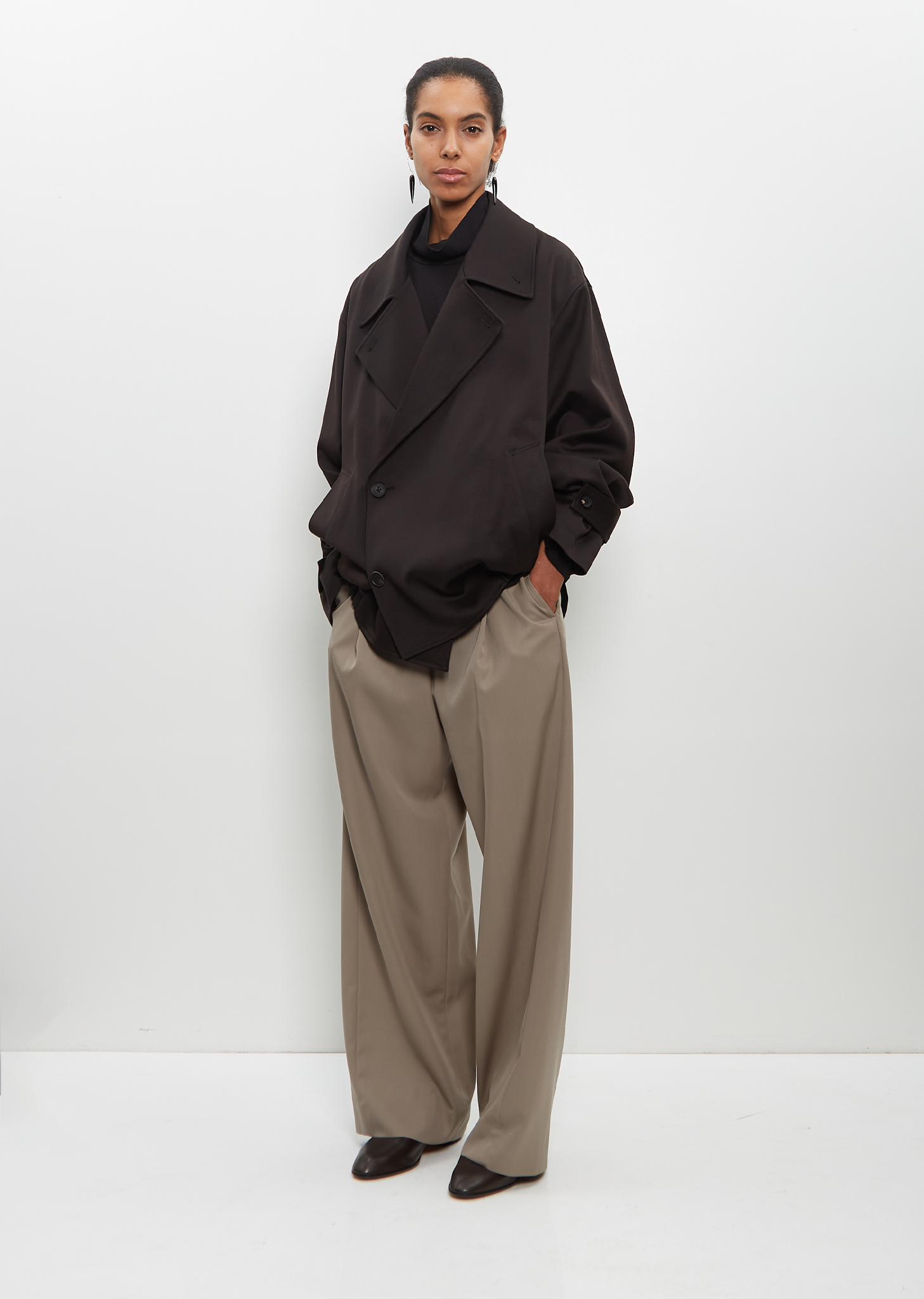 Wool Silk Oversized Double Breast Blouson – La Garçonne Wool Silk Oversized Double Breast Blouson – La Garçonne