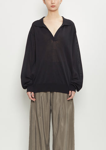 Wool Silk Knit Skipper Long Sleeve