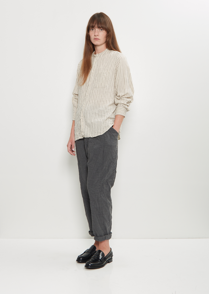 Dobby Stripe Shirring Blouse