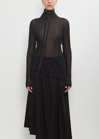 Sheer Knit Zip Cardigan