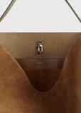 Belted Suede Tote — Tan