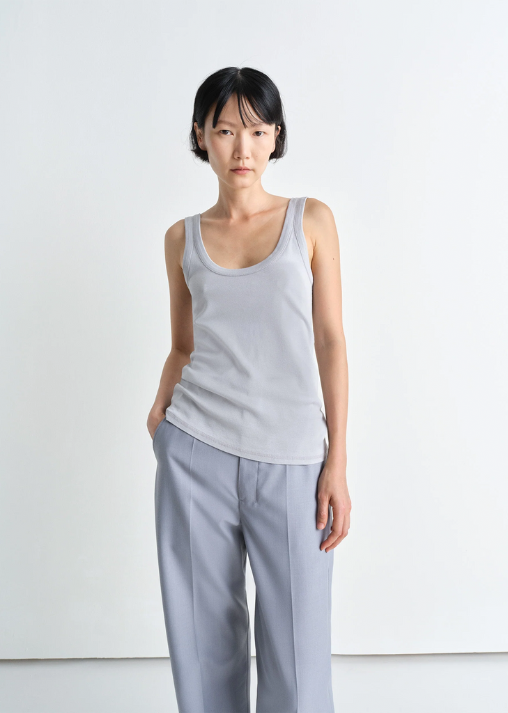 Cotton Rib Tank Top — Blue Grey