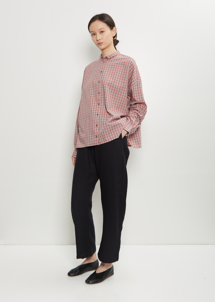 Linen Wool Wide Pull On Pant — Black