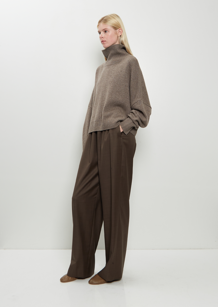 Luke Wool Cashmere Collar Sweater — Taupe Melange
