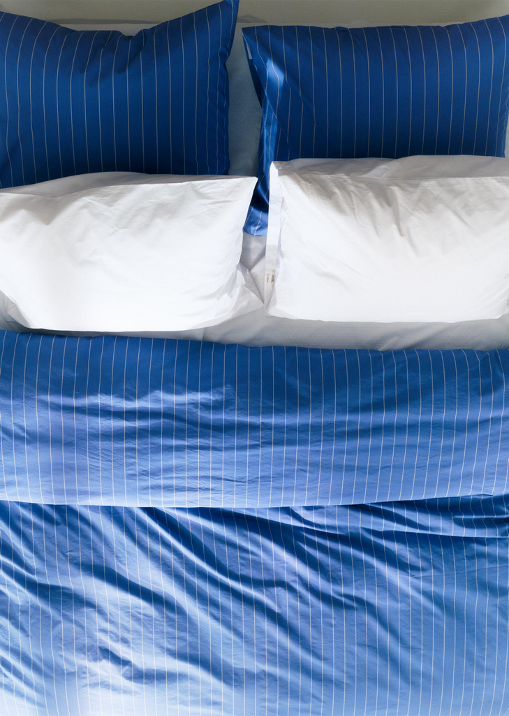 King Percale Double Duvet Cover — Clear Blue Stripes