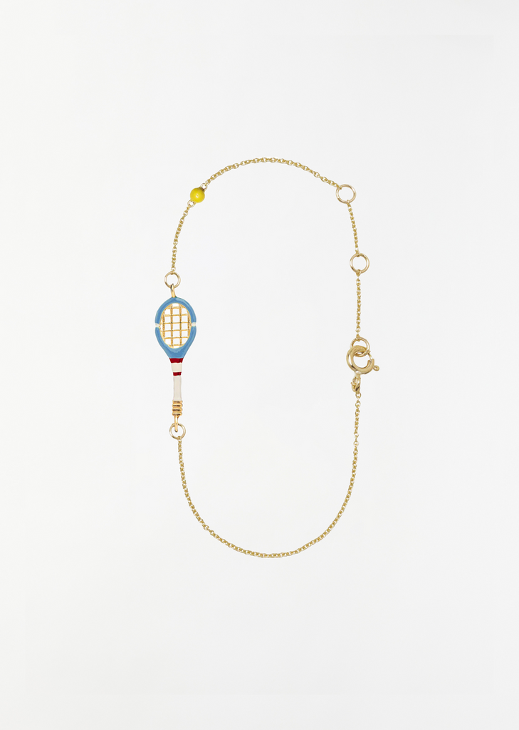 Tennis Pelota Enamel Bracelet — Sky Blue / Coconut White