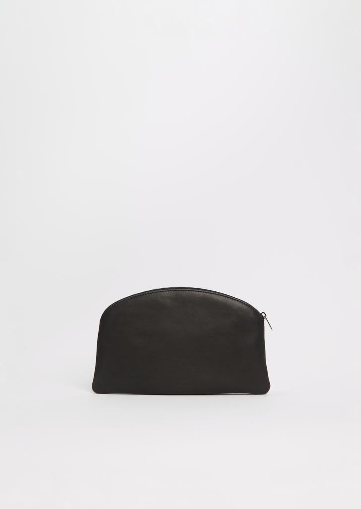 Round Compact Leather Pouch