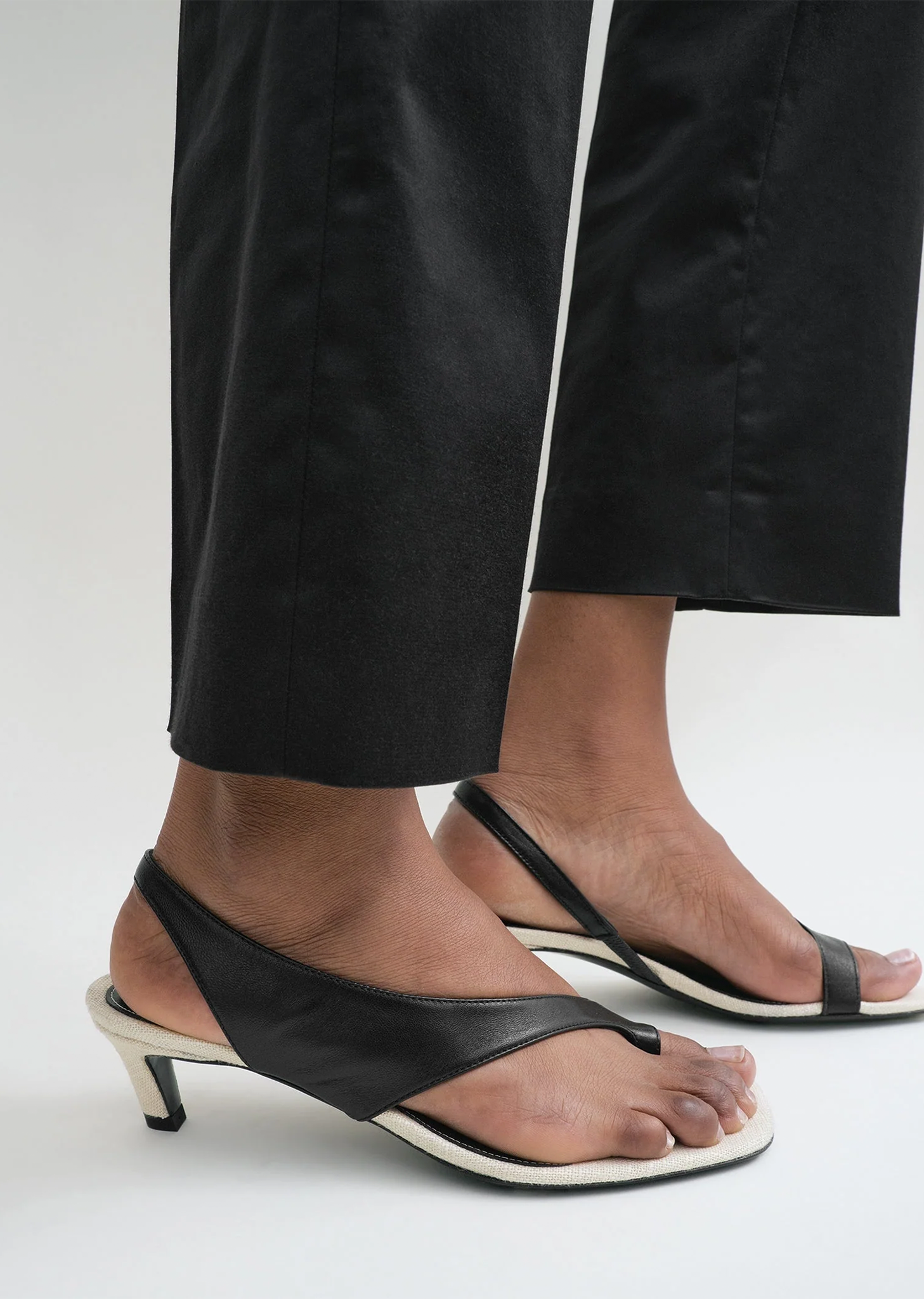 Leather Heeled Thong Sandals – La Garçonne Leather Heeled Thong Sandals – La Garçonne