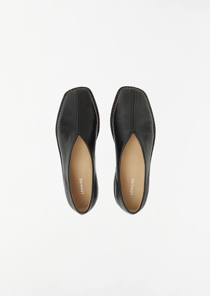 Flat Piped Slippers — Black