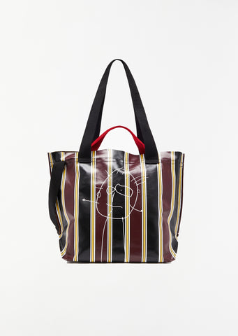 Medium Printed Shopper Bag — Bordeaux Stripe