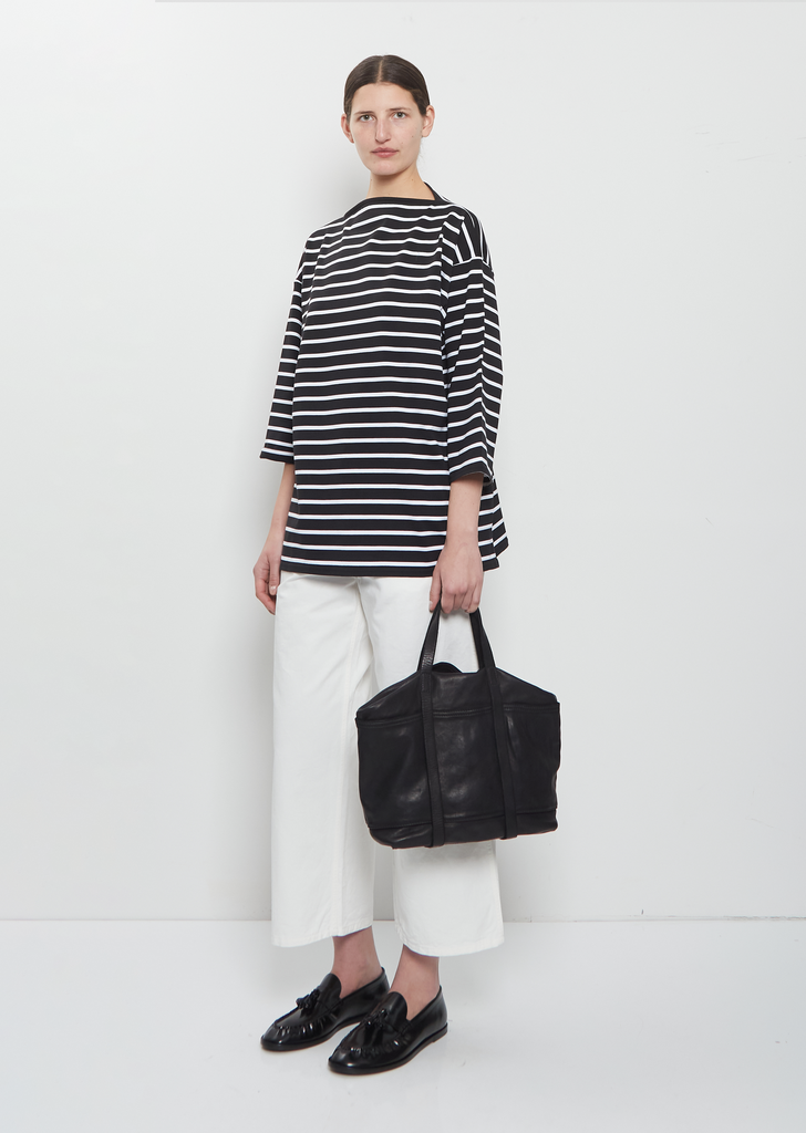 Leather Tote Bag, Small — Black