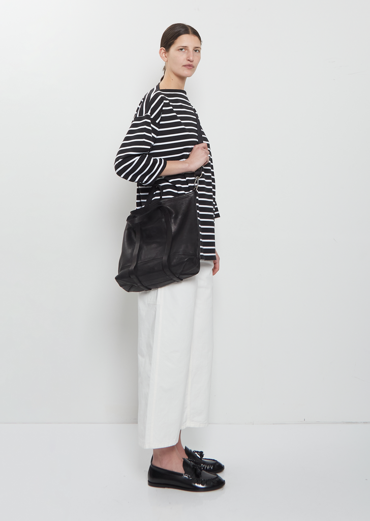 Leather Tote Bag, Small — Black