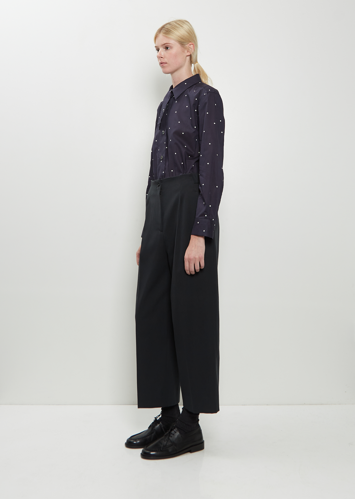 Pleated Front Wool Cotton Trousers