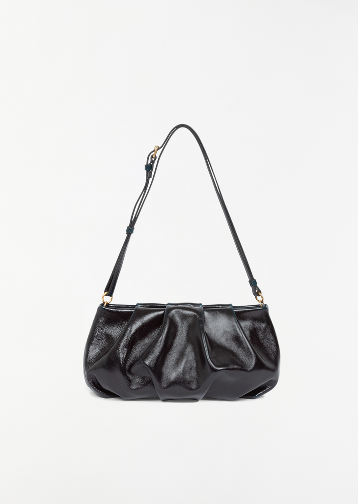 Shoulder Leather Cloud Bag — Turquoise