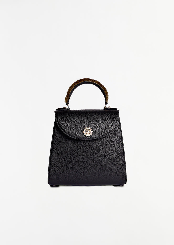 Grained Leather Valentine Bag — Black