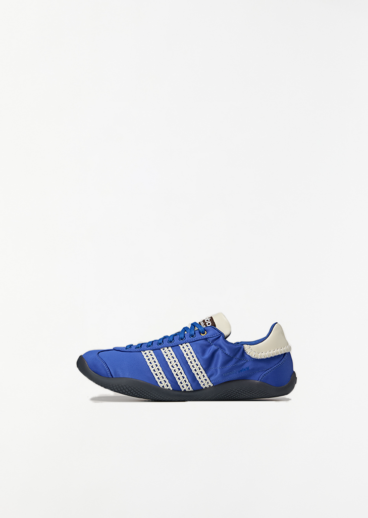 Karintha Lo Satin Sneaker — Cream White / Blue Quartz