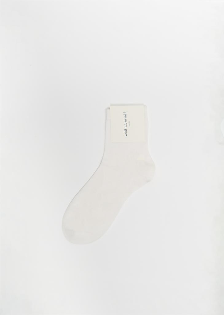 Silk Blend One Ankle Socks — Ecru