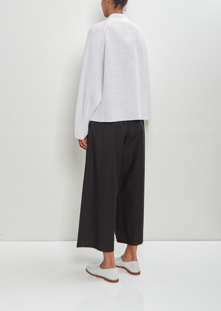 Linen Cashmere Silk Boyfriend's Cardigan — White