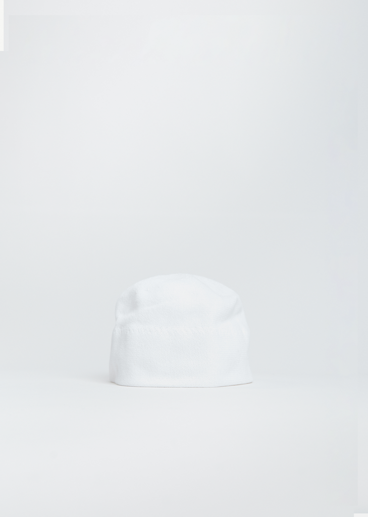 Double Edge Cotton ZZ Beanie — White
